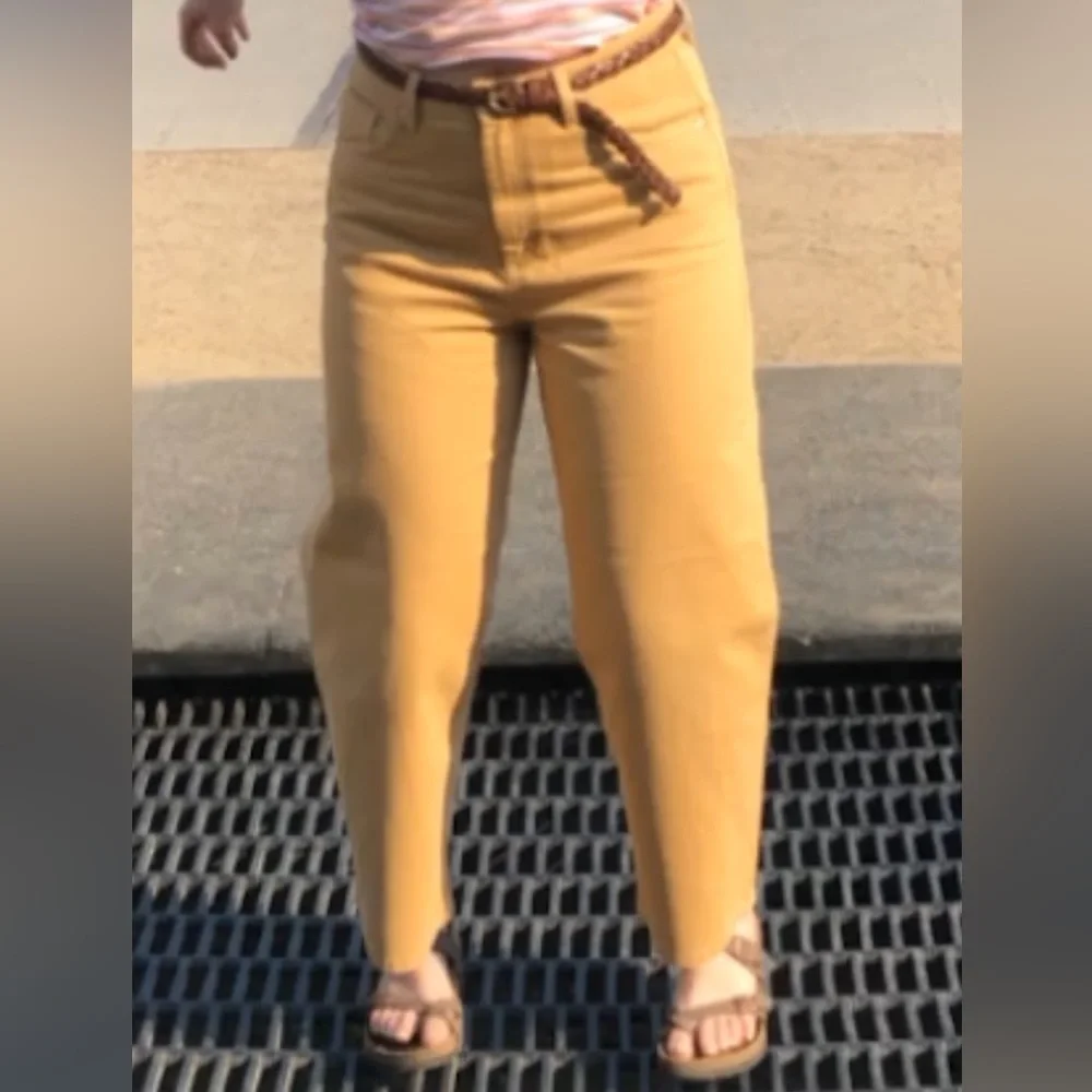 Monki EU brand jeans, women size 12, yellowish tan color, unfortunate st… - Picture 1 of 12